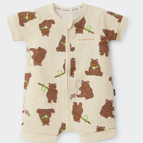 BONDS - Short Sleeve Zip Romper - Barry the Bear - 0000 - Newborn.